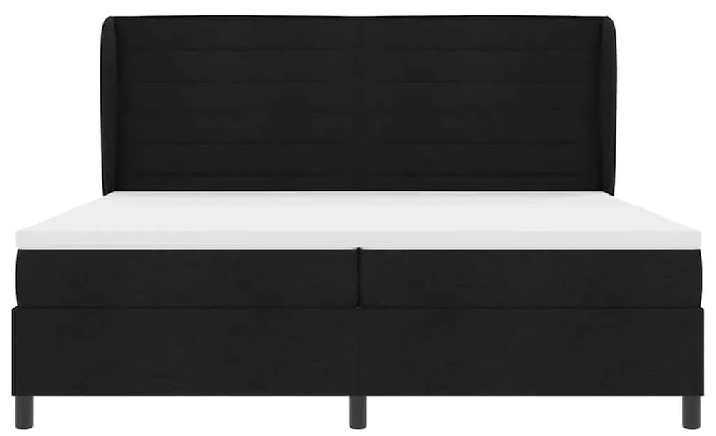 Cama Box com colchão preto de 200 x 200 cm, tecido.