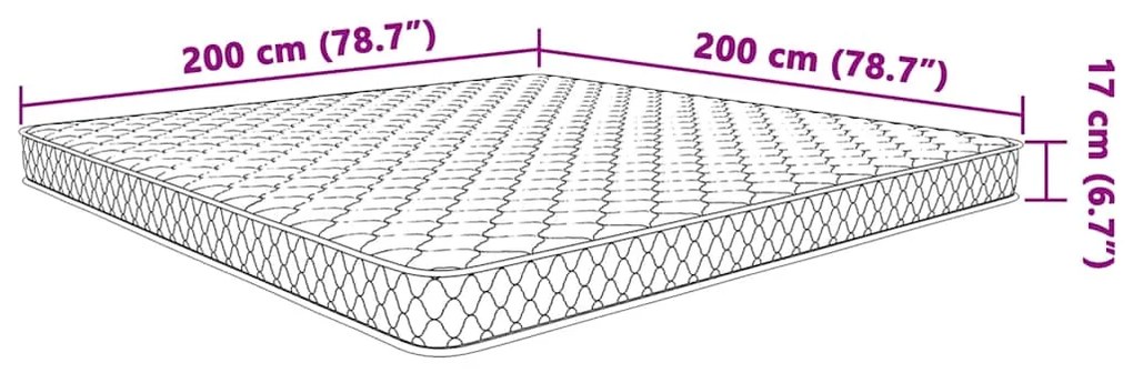 Colchão de espuma de memória 200x200x17 cm branco