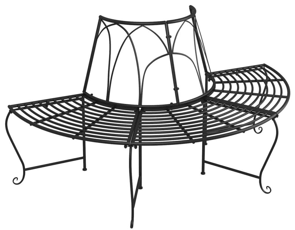 Banco de árvore semicircular 2 pcs Ø159 cm aço preto
