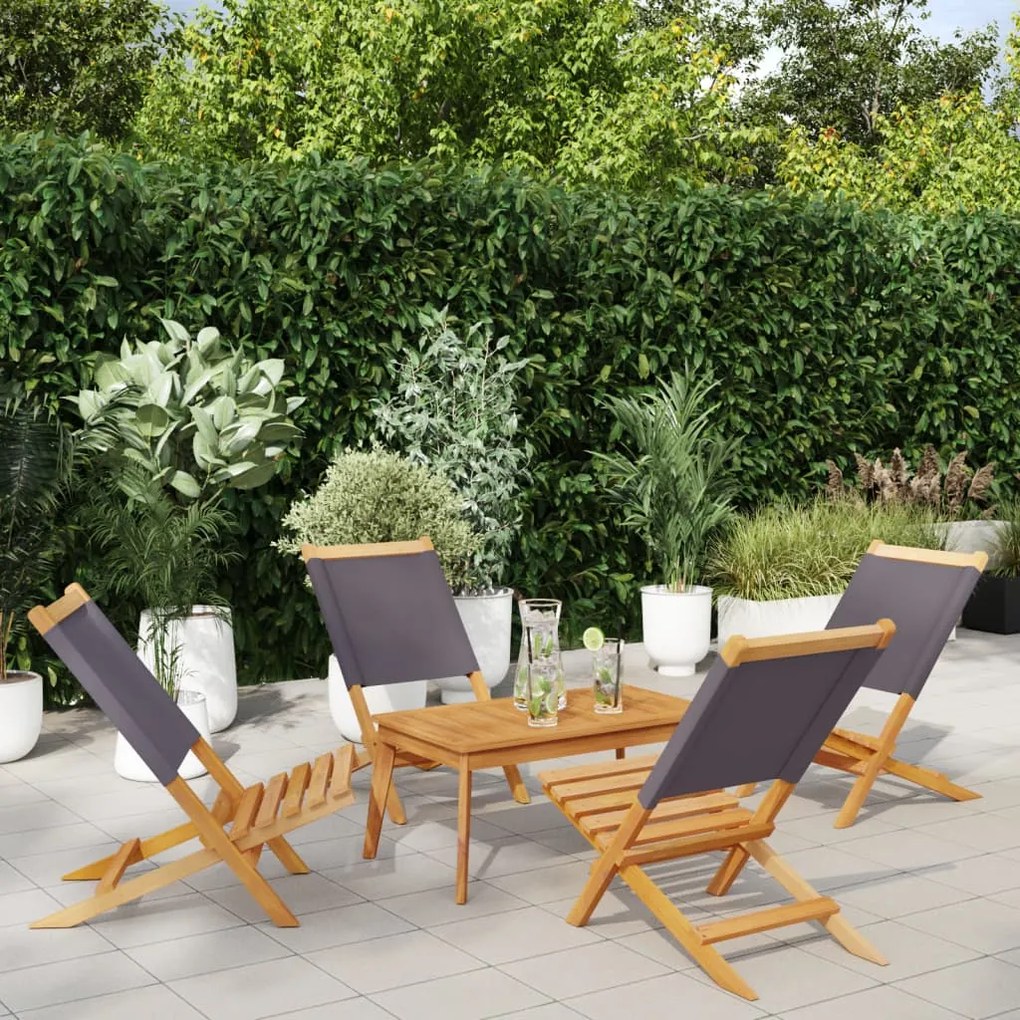 vidaXL Cadeiras jardim dobráveis 4 pcs tecido/madeira maciça antracite