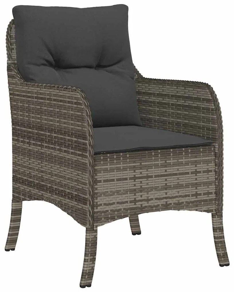 Conjunto de Jantar de Jardim 5 Peças com Almofadas Cinza Rattan Poliés