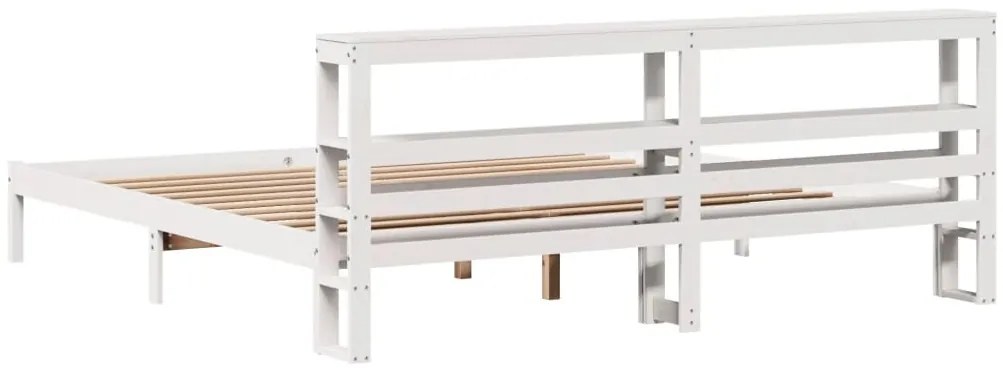 Cama sem colchão 200x200 cm madeira de pinho maciça branco