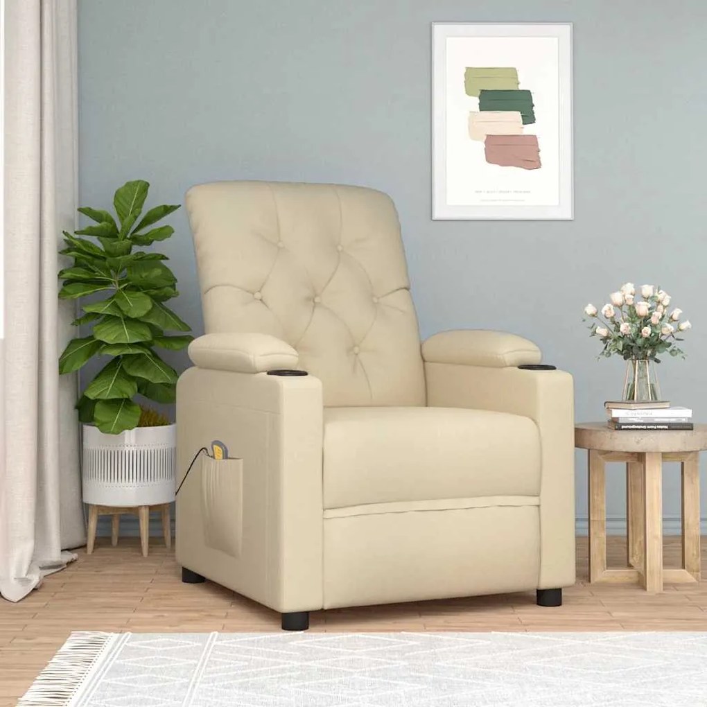 Poltrona de massagens tecido cor creme