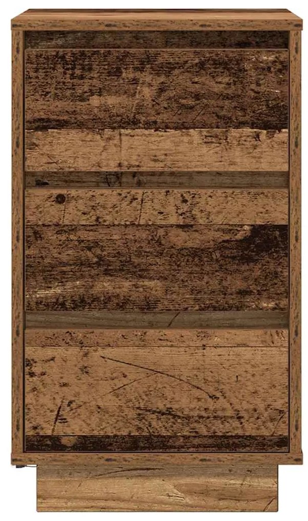 Mesa de cabeceira com luzes LED 38x34x65 cm madeira velha