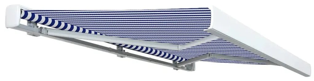 Toldo motorizado com caixa 400x300 cm azul e branco