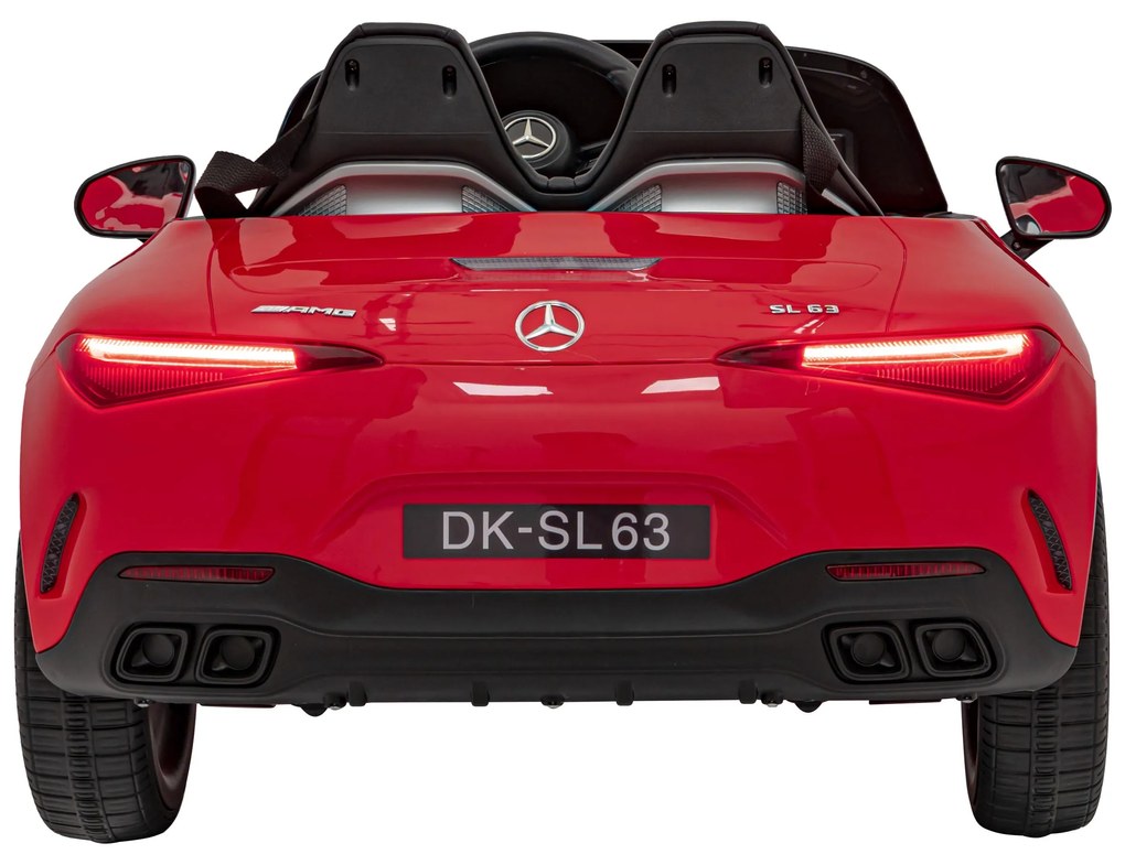 Carro elétrico para Crianças 12V 4X4 Mercedes Benz AMG SL63 Rodas de EVA, Assento Couro Vermelho