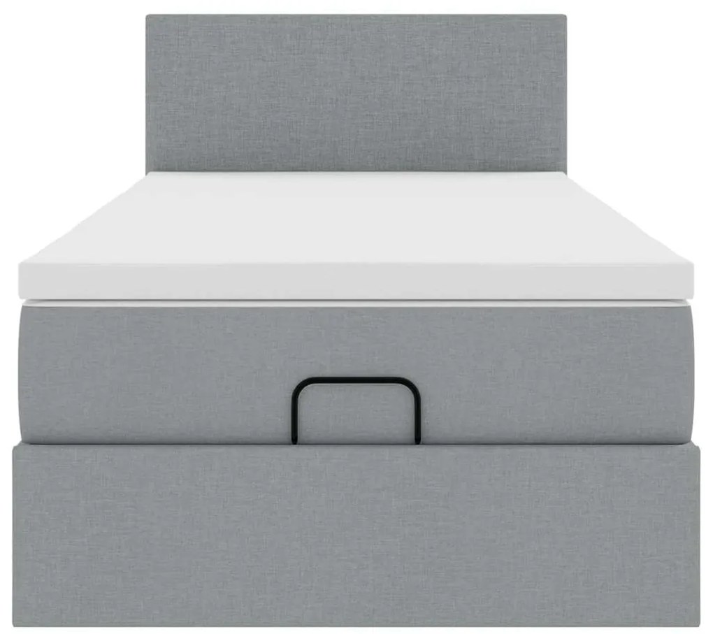 Cama otomana com colchão 90x200 cm tecido cinzento claro