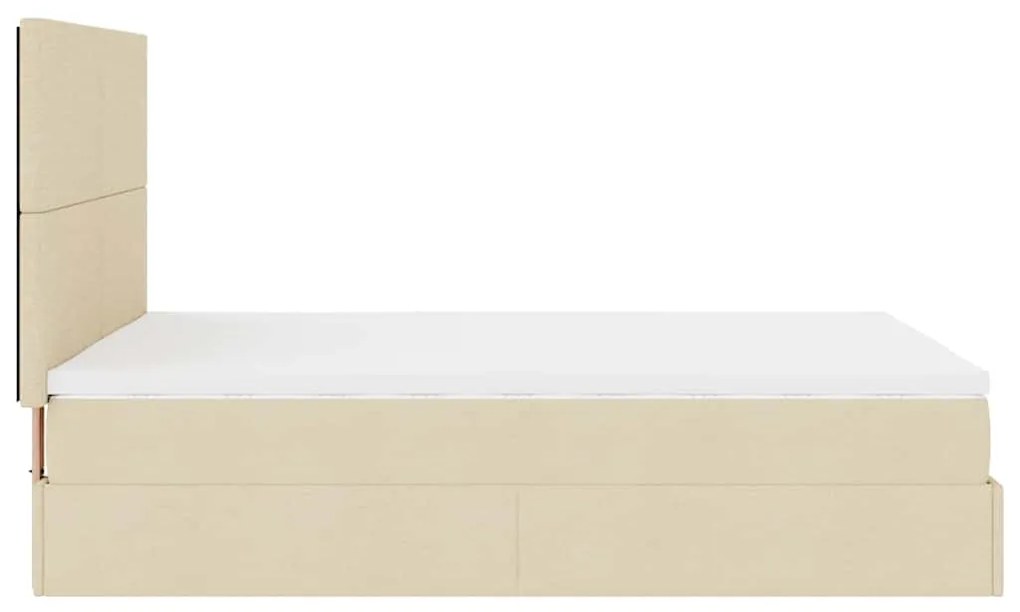 Estrutura de cama otomana com colchão tecido creme 140x200cm