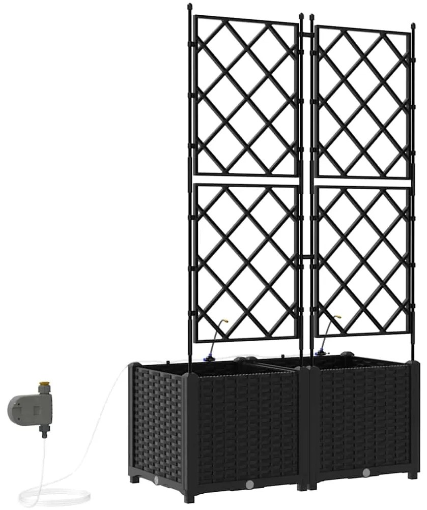Jardineiras de Jardim 1 pc Preto 80 x 40 x 142 cm Plástico