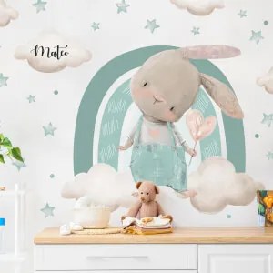 Papel de parede criança - Coelhinho com arco-íris