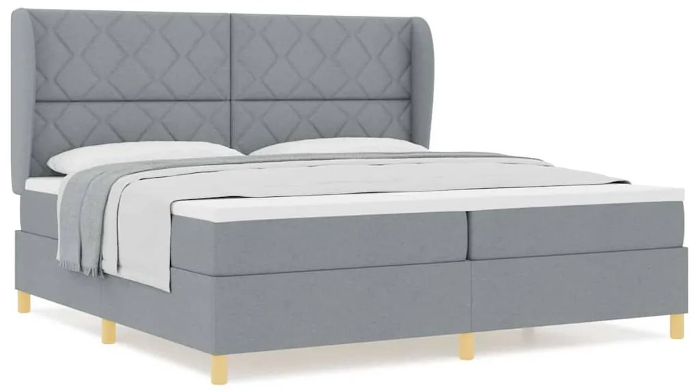 Cama Box Spring com Colchão cinza claro 200x200 cm tecido