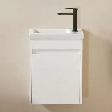 Conjunto De Móvel De Casa De Banho Em Madeira Com Lavatório Integrado Narek Branco & Sem Espelho & Preto ↑20 Cm - Sklum