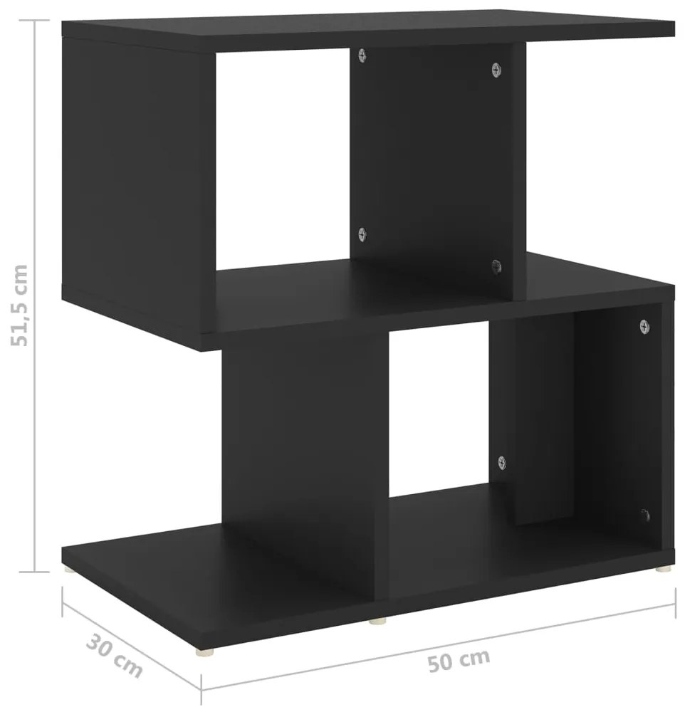 Mesas de cabeceira 2 pcs 50x30x51,5 cm derivados madeira preto