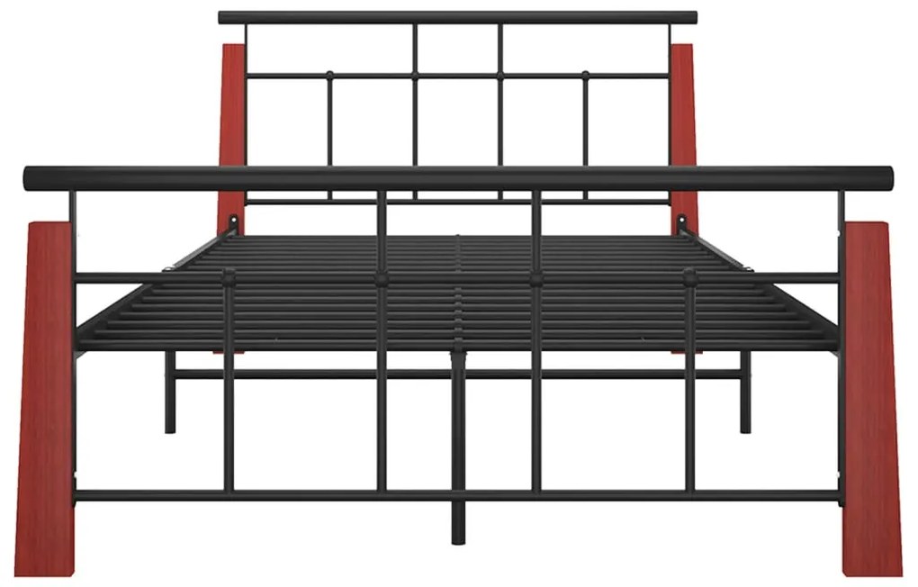 Estrutura de cama 120x200 cm metal/madeira de carvalho maciça