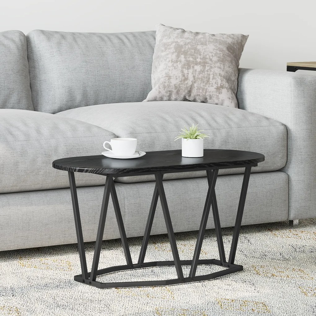 Mesa de Café vidaXL Preta em Carvalho 80x40x40,5 cm em Madeira Revestida e Metal
