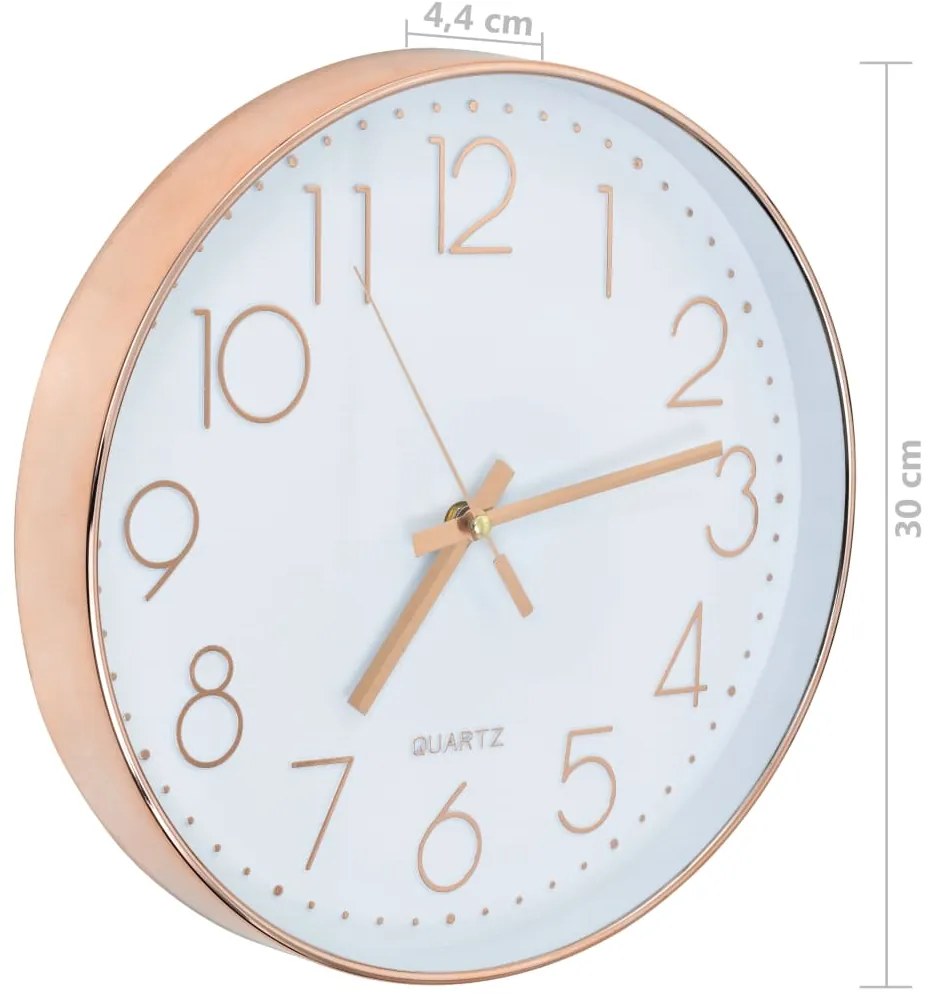 Relógio de parede 30 cm rosa dourado