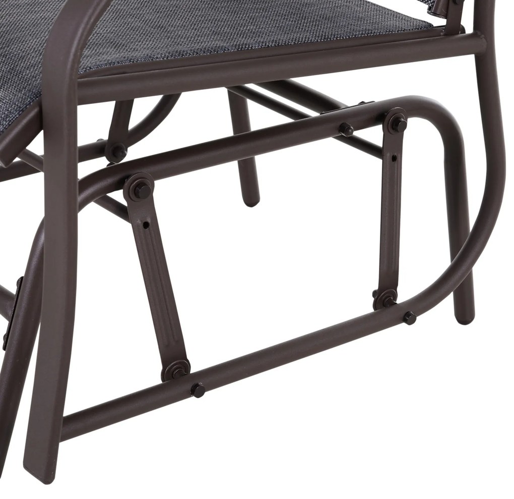 Outsunny Conjunto de Móveis de Jardim Conjunto de 2 Cadeiras de Balanço 1 Mesa de Metal Textilene para Pátio Terraço 50x50x60 cm Carga 160 kg