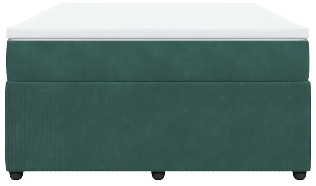 Cama com molas/colchão 140x190 cm veludo verde-escuro