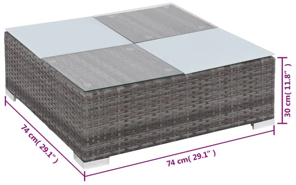 Conjunto de lounge de jardim com 8 peças e almofadas, vime sintético,