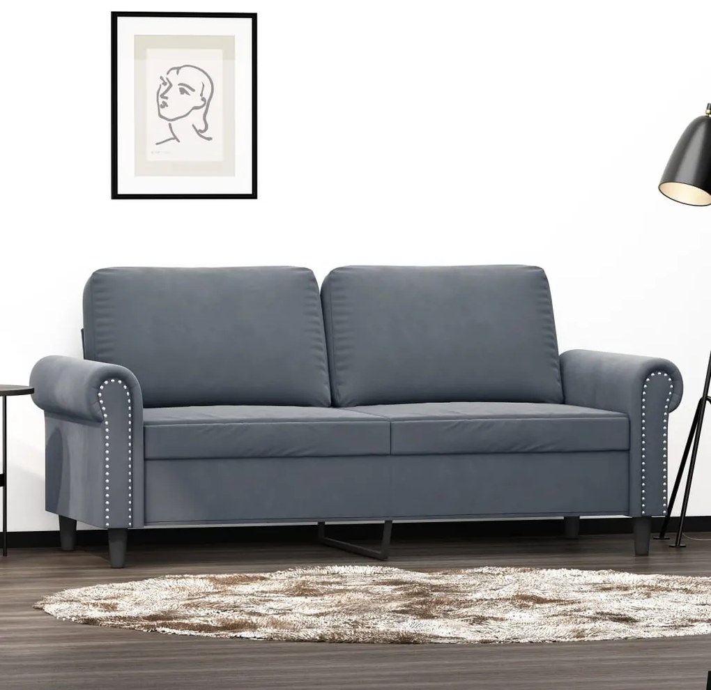 vidaXL Sofá de 2 lugares 140 cm veludo cinza-escuro