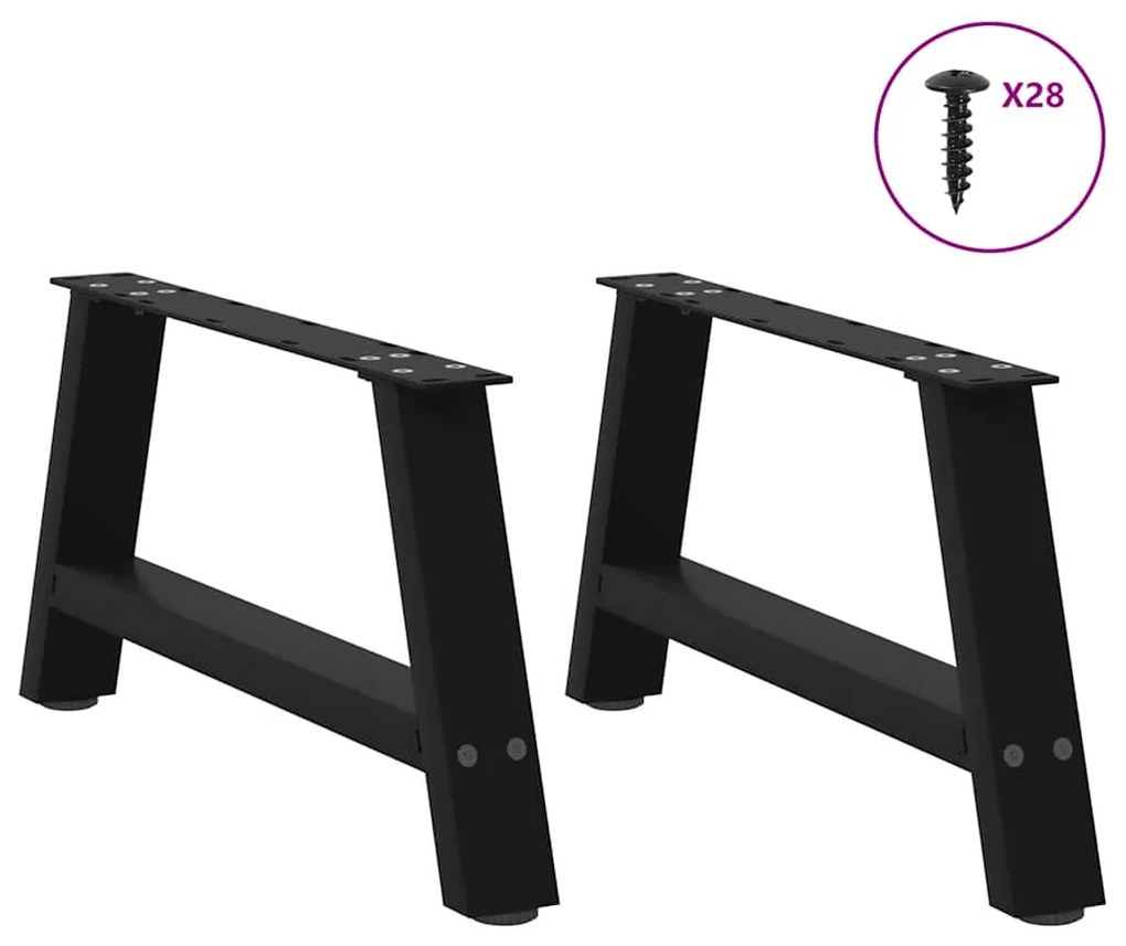 Pés para mesa de centro em formato A, 2 peças, preto, 60x(30-31) cm, a