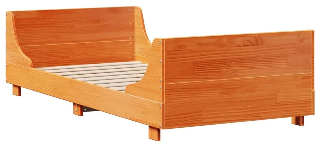 Cama sem colchão 90x200 cm pinho maciço castanho-mel