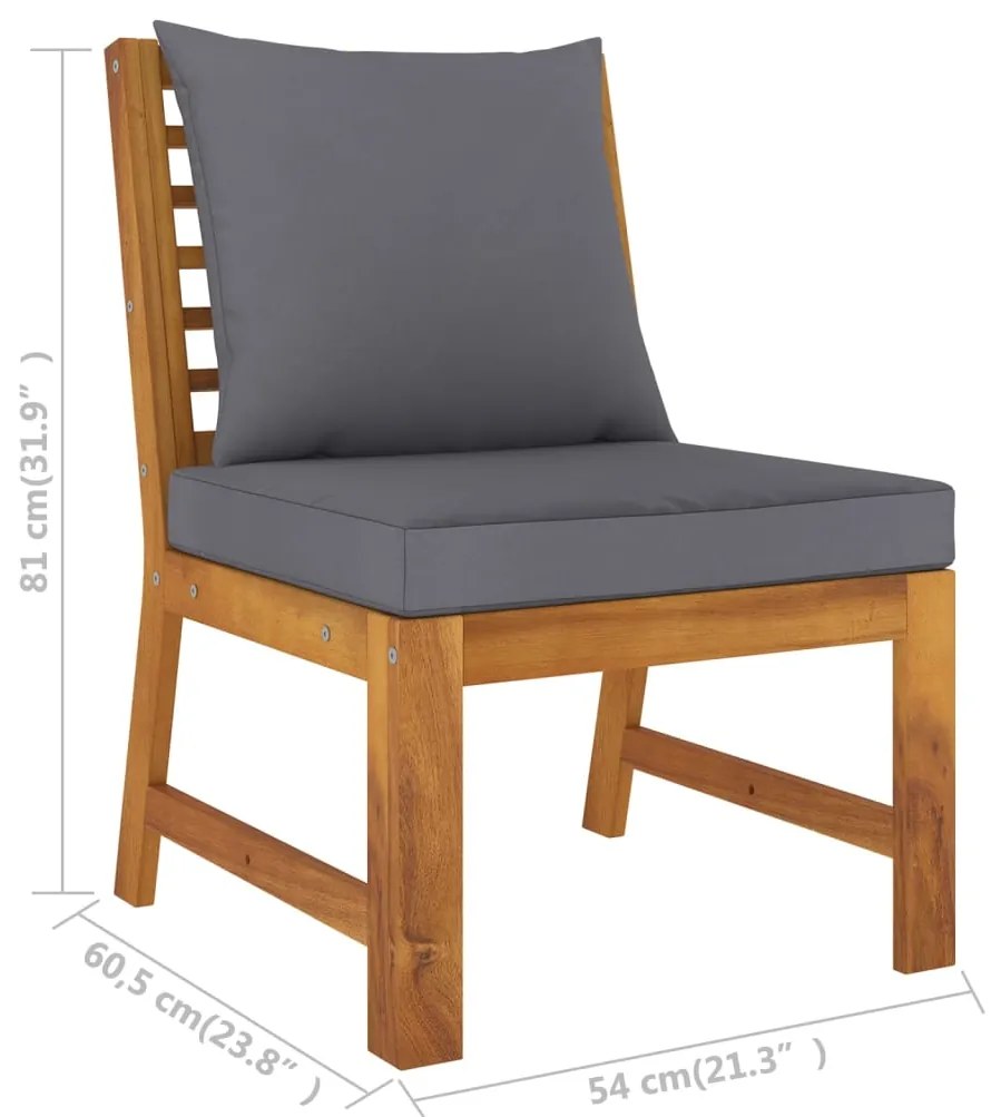4 pcs conjunto lounge de jardim c/ almofadões acácia maciça