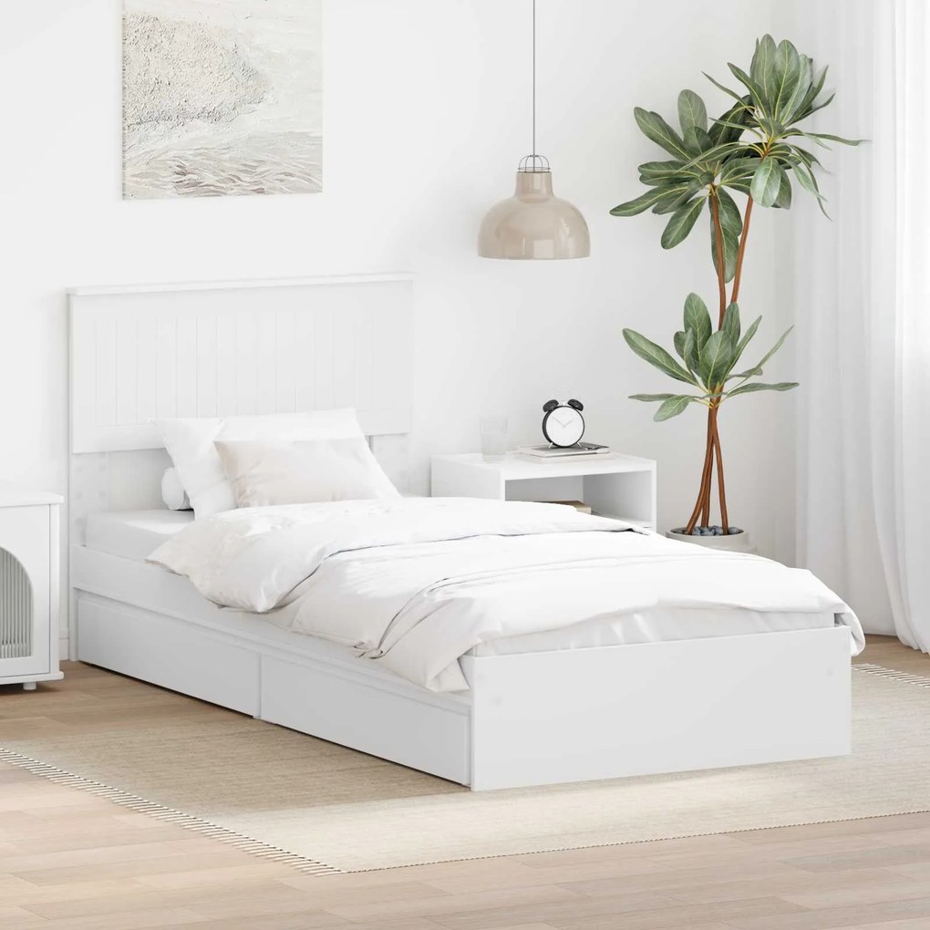 vidaXL Cama com Armazenamento Branco 90 x 190 cm Madeira processada