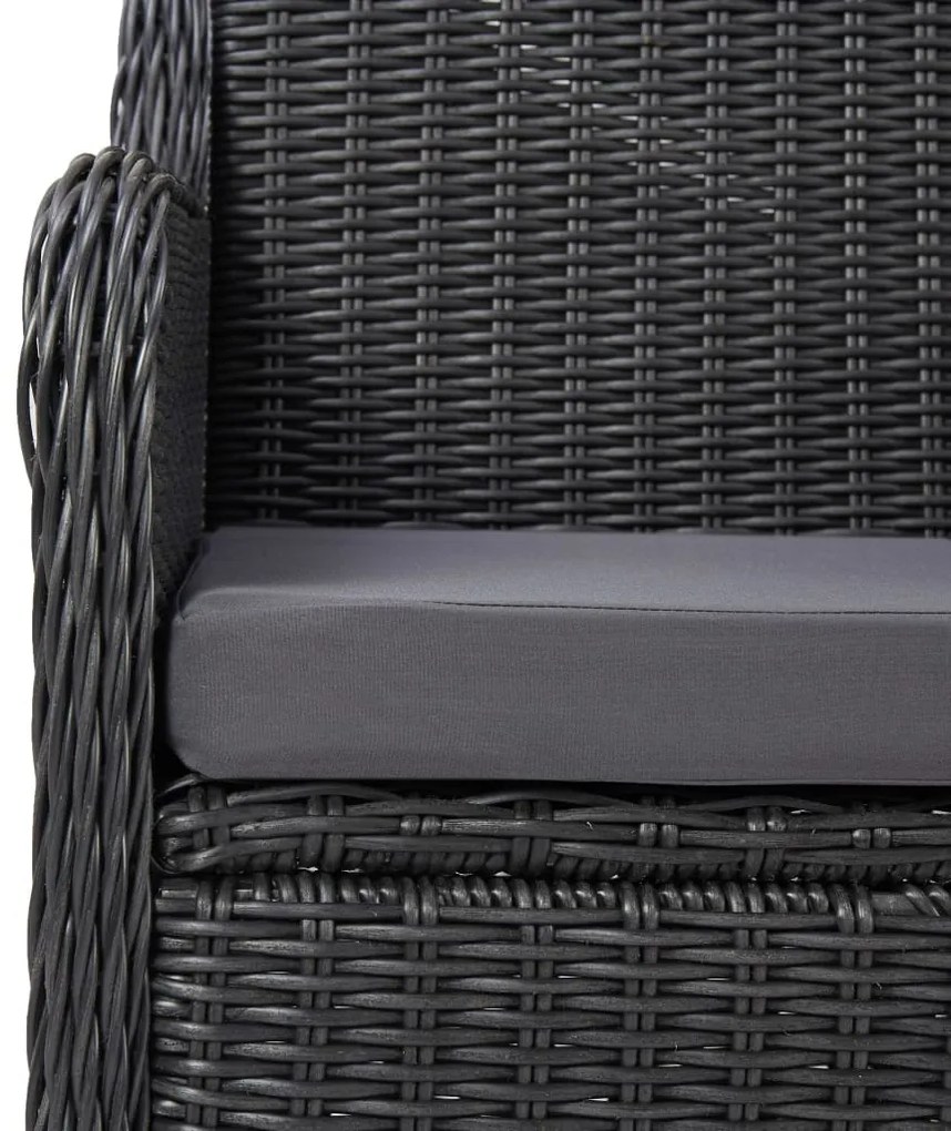 7 pcs conjunto de jantar para jardim vime PE preto