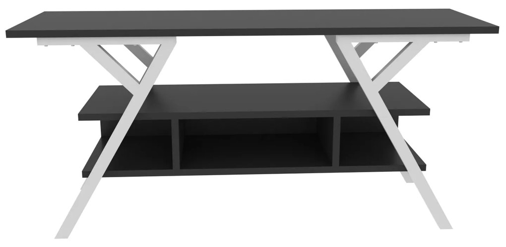 Móvel TV Minerva – Branco/Antracite – 120x35x55 cm