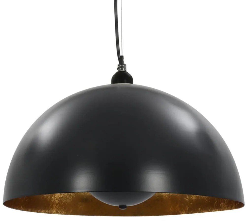 Candeeiros de teto 2 pcs semiesférico 40 cm E27 preto e dourado