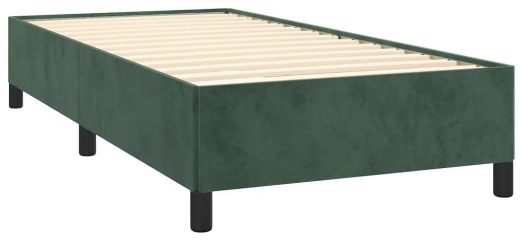 Estrutura de cama sem colchão 90x200 cm veludo verde-escuro