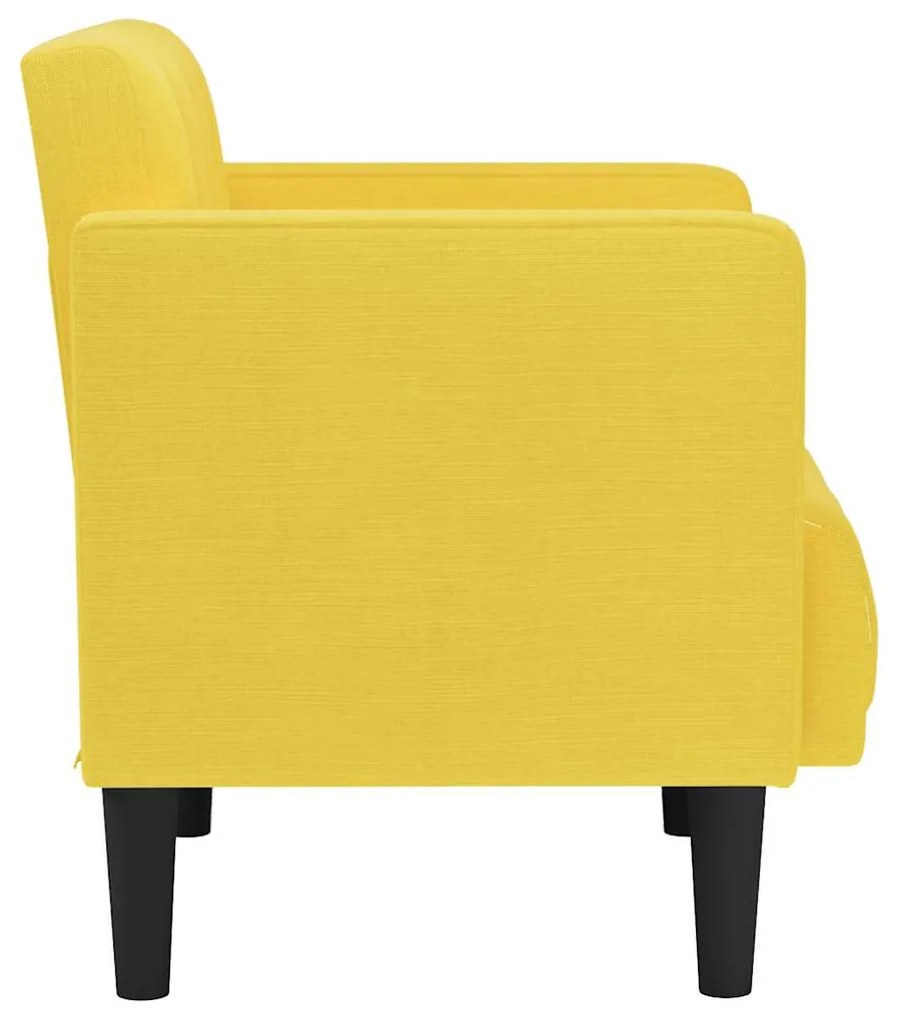 Poltrona com apoio de braços 53 cm tecido amarelo-claro