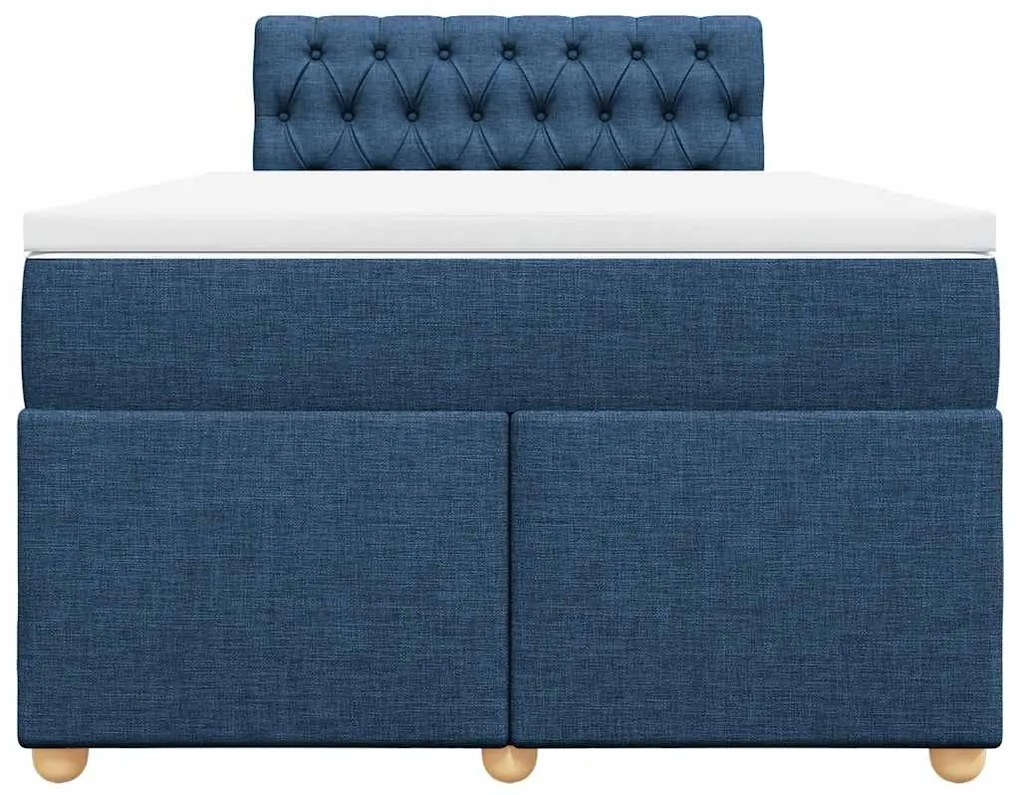 Cama boxspring com colchão 120x190 cm tecido azul