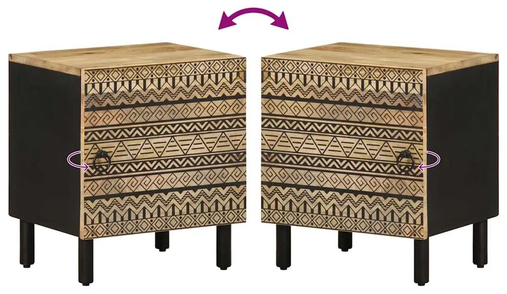 Mesa de cabeceira 2 pcs 40x33,5x46 cm mangueira áspera maciça