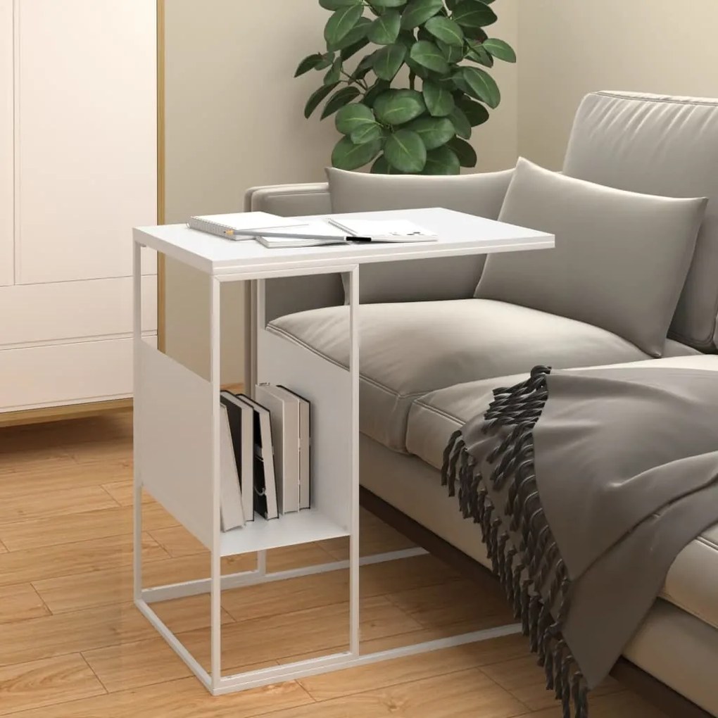 343107 vidaXL Mesa de apoio 55x36x59,5 cm derivados de madeira branco