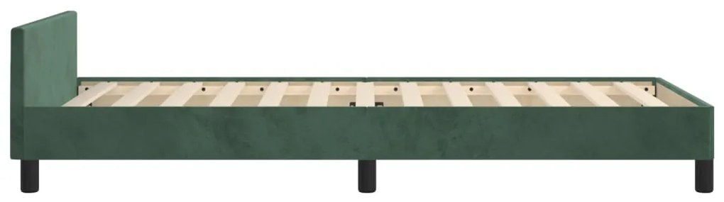Estrutura de cama sem colchão 90x200 cm veludo verde-escuro