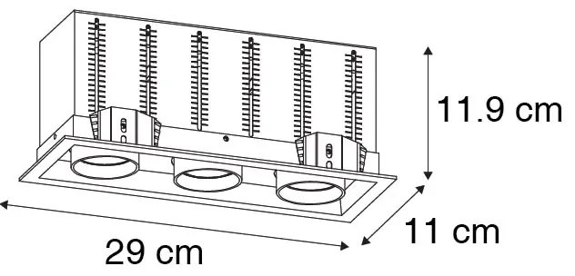 Conjunto de 6 focos embutidos modernos pretos ajustáveis de 3 luzes - Roof