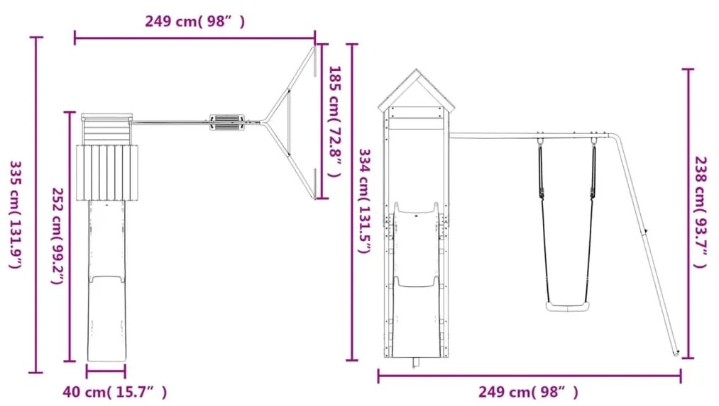 Conjunto de brincar para exterior madeira de pinho impregnada