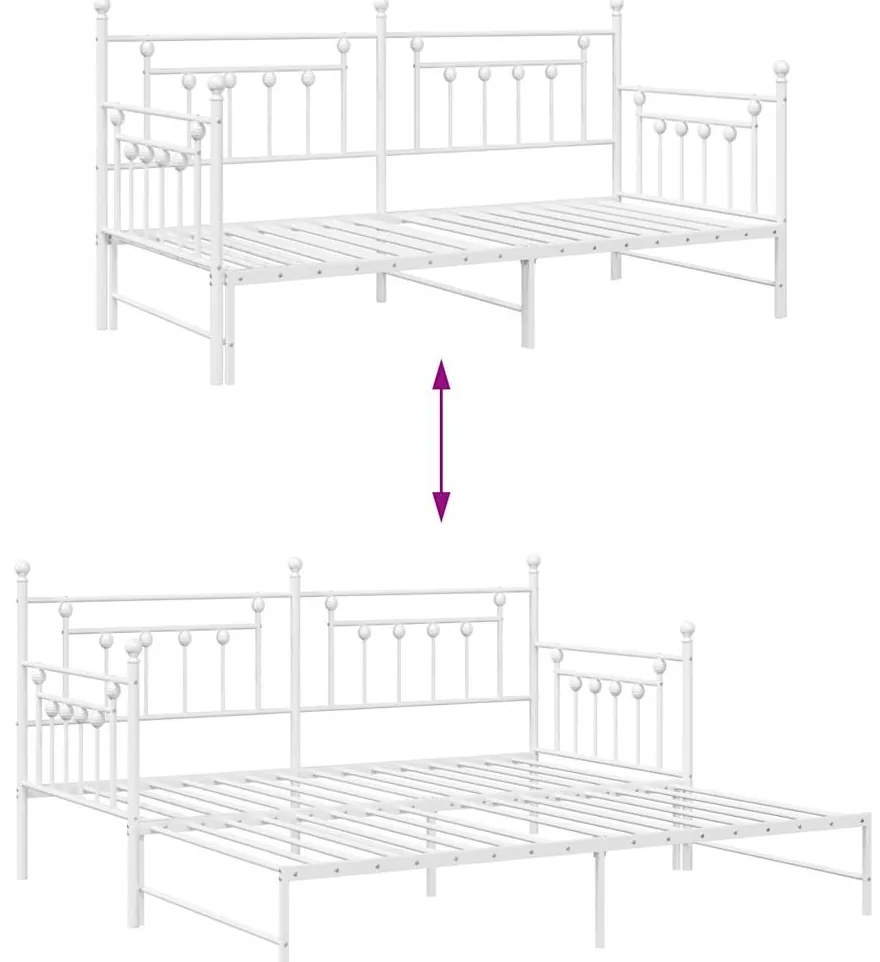 Estrutura de Cama Daybed com Cama Auxiliar branca 90x200 cm Aço