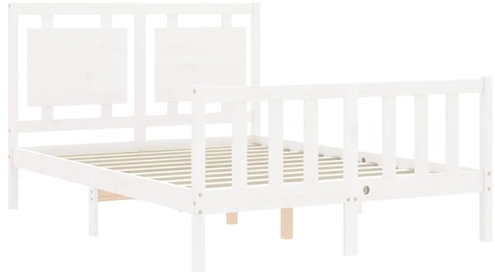 Cama sem colchão 140x200 cm madeira de pinho maciça branco