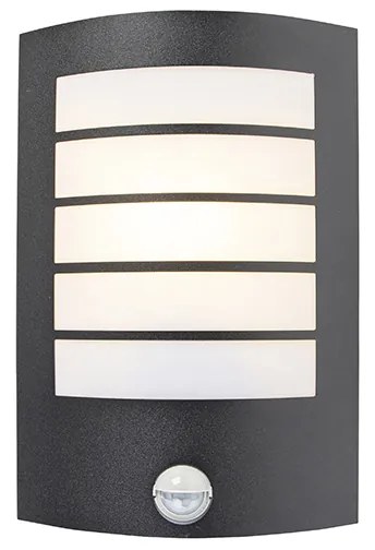 Candeeiro de parede exterior preto IP44 com sensor de movimento - Miro