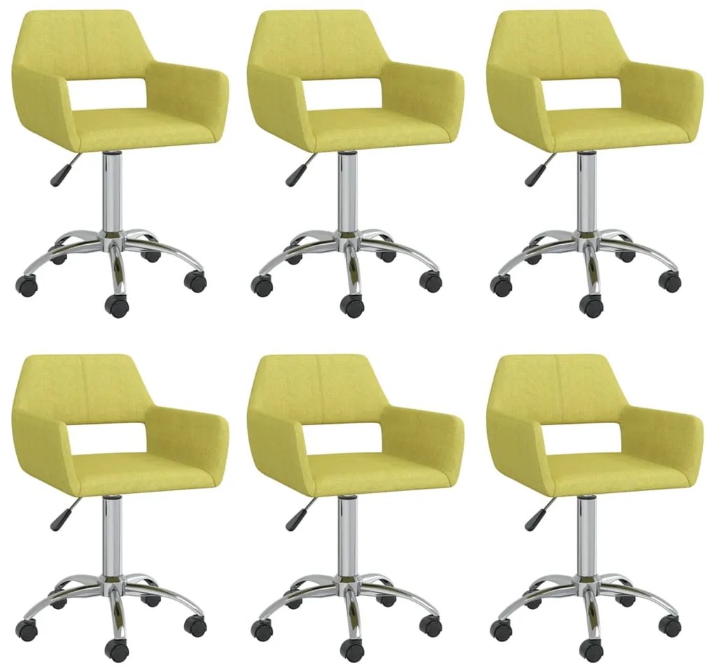 vidaXL Cadeiras de jantar giratórias 6 pcs tecido verde