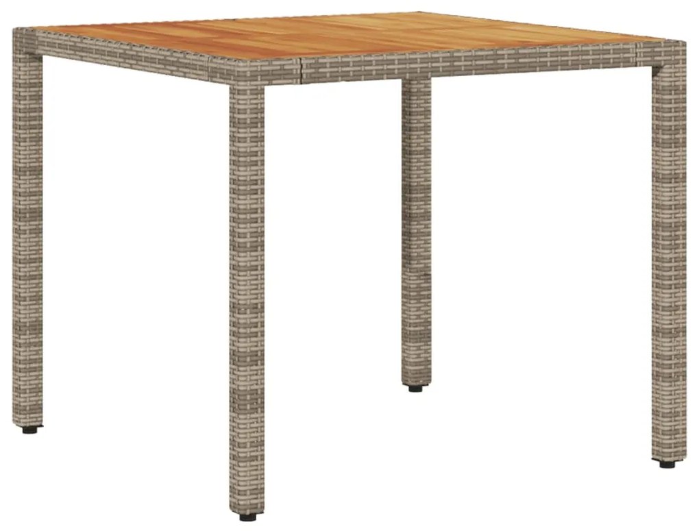 3 pcs conjunto jantar jardim c/ almofadões vime PE/acácia cinza