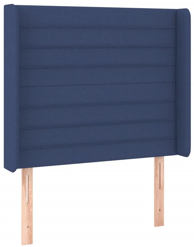 Cama box spring c/ colchão e LED 100x200 cm tecido azul