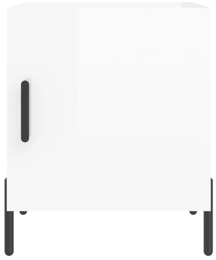 Mesa cabeceira 2pcs 40x40x50cm deriv. madeira branco brilhante