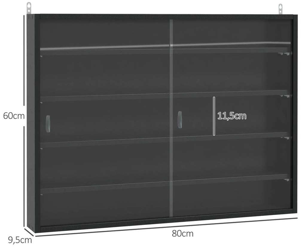 Vitrine de Parede de Madeira com Prateleiras Ajustáveis e 2 Portas Cor