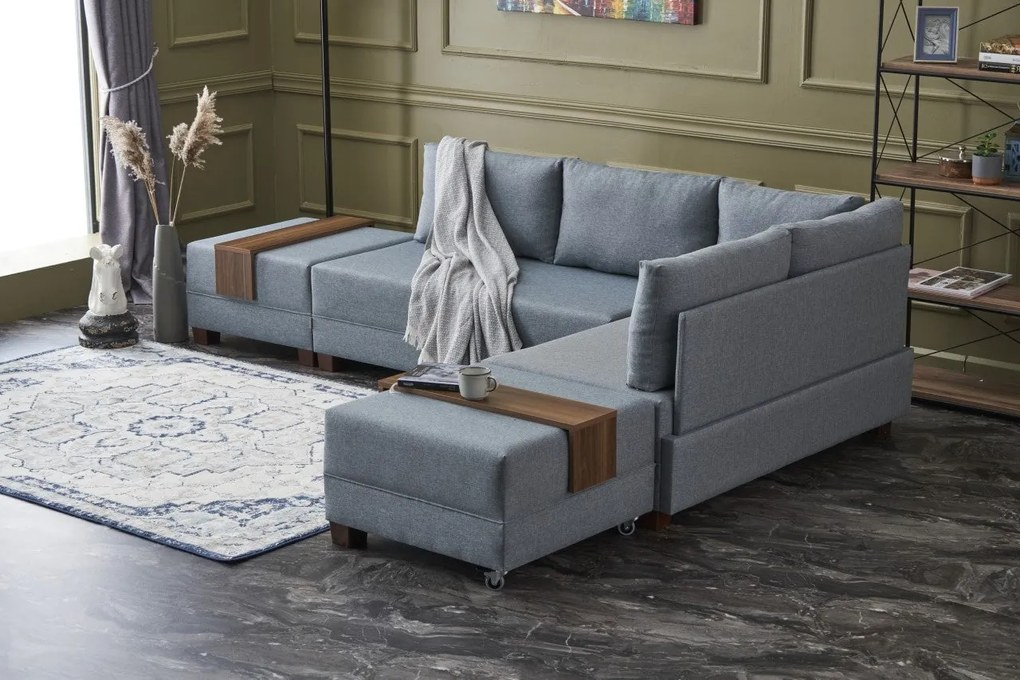 Sofá-Cama de Canto Fly – Azul – 210x70x280 cm