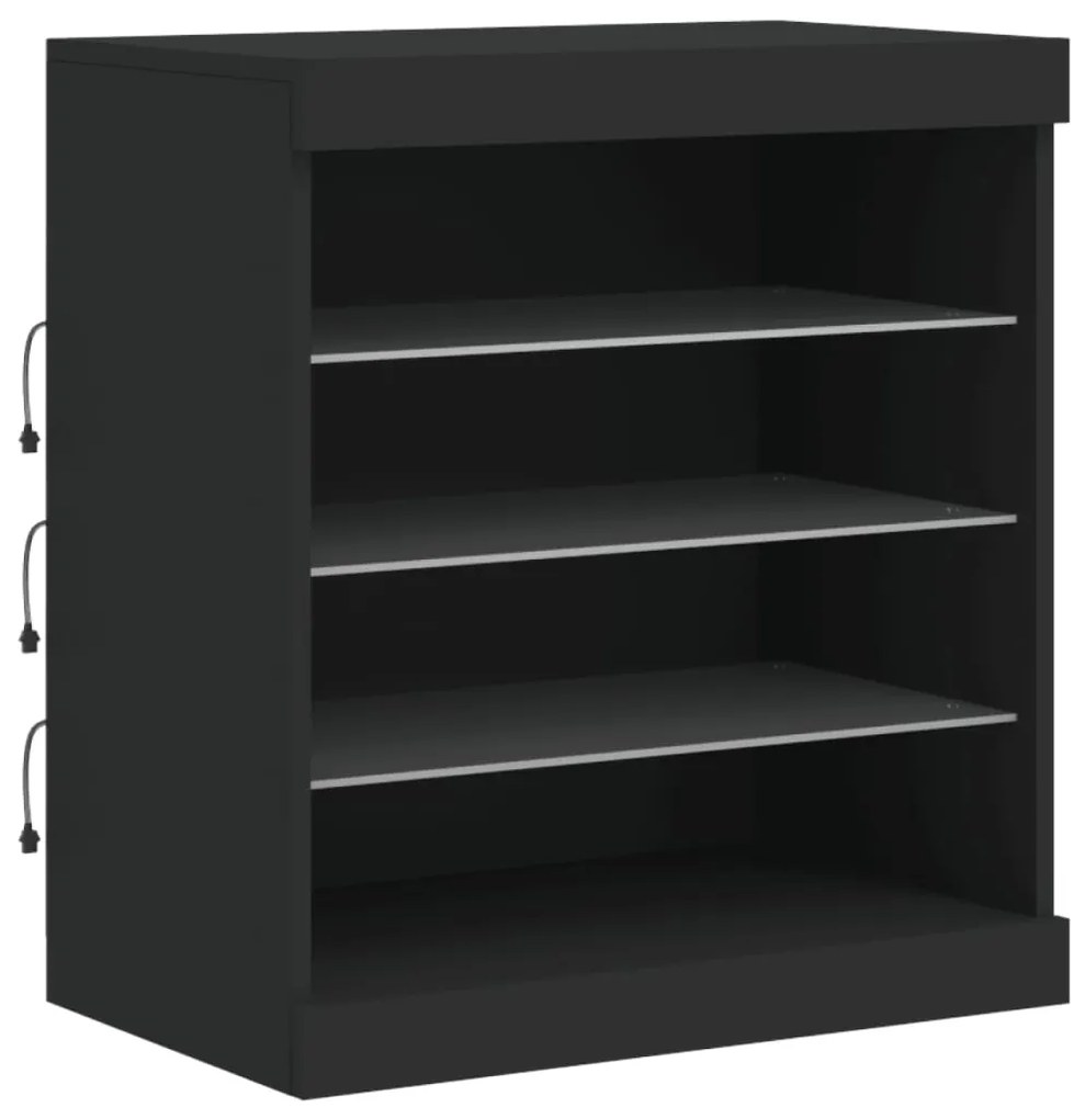 Aparador com luzes LED 142,5x37x67 cm preto