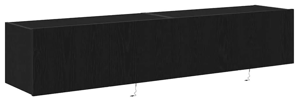 Armários de TV vidaXL com luzes LED 2 pcs Preto Carvalho 80x35x31 cm